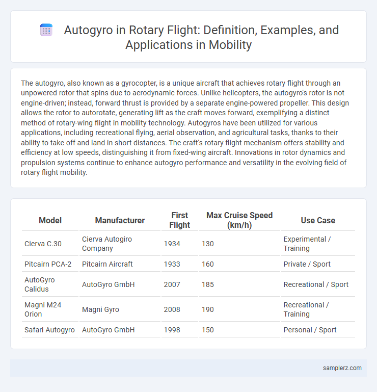 Autogyro in Rotary Flight: Definition, Examples, and Applications in Mobility