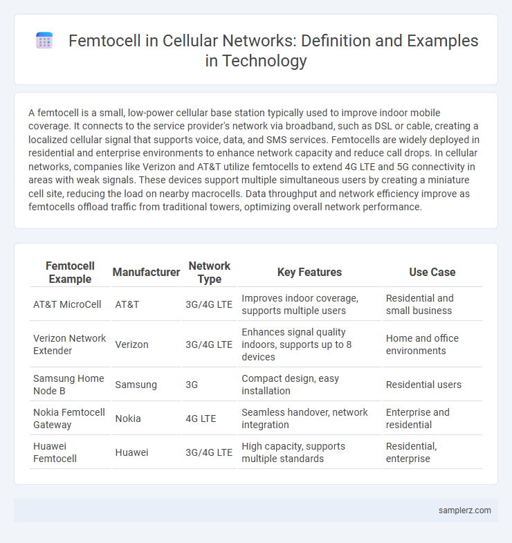 Femtocell in Cellular Networks: Definition and Examples in Technology