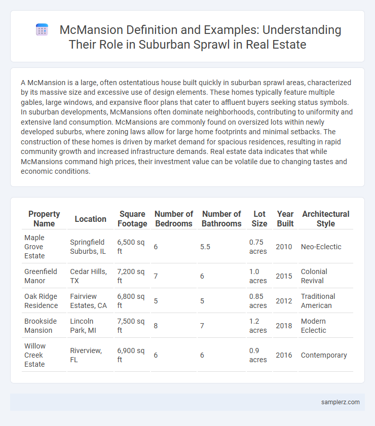 McMansion Definition and Examples: Understanding Their Role in Suburban Sprawl in Real Estate