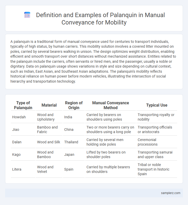 Definition and Examples of Palanquin in Manual Conveyance for Mobility