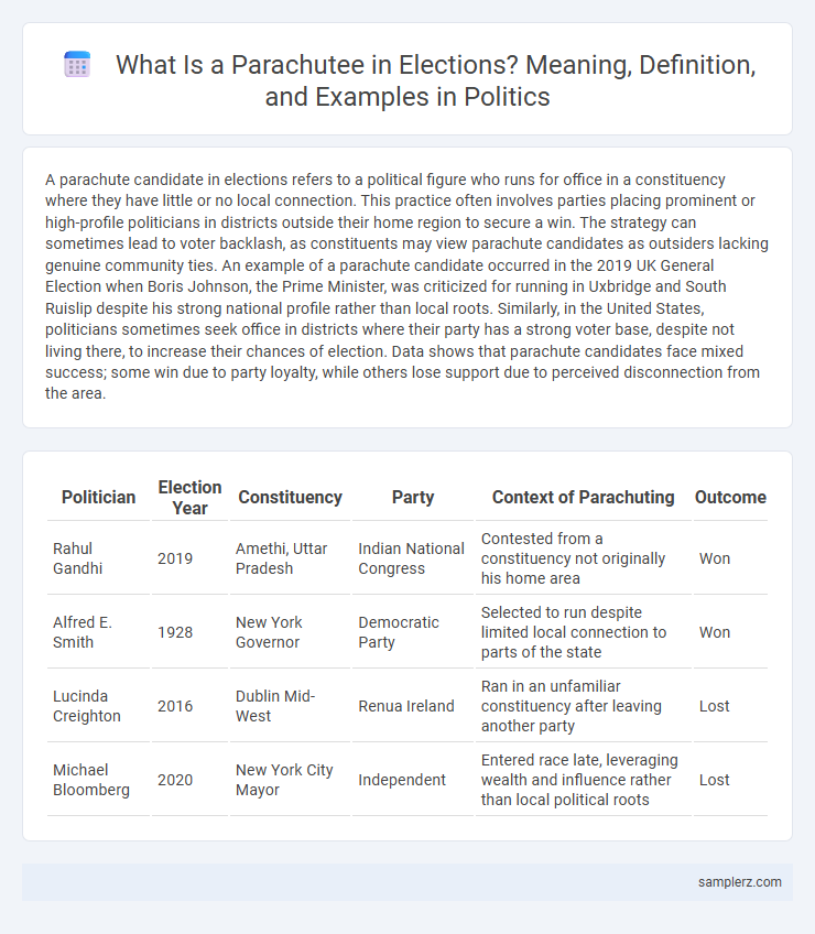 What Is a Parachutee in Elections? Meaning, Definition, and Examples in Politics