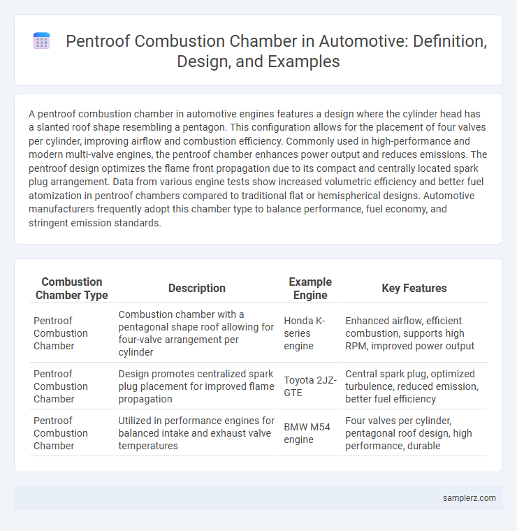 Pentroof Combustion Chamber in Automotive: Definition, Design, and Examples
