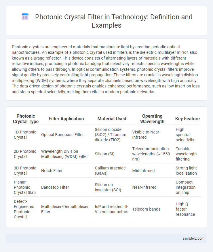 Photonic Crystal Filter in Technology: Definition and Examples