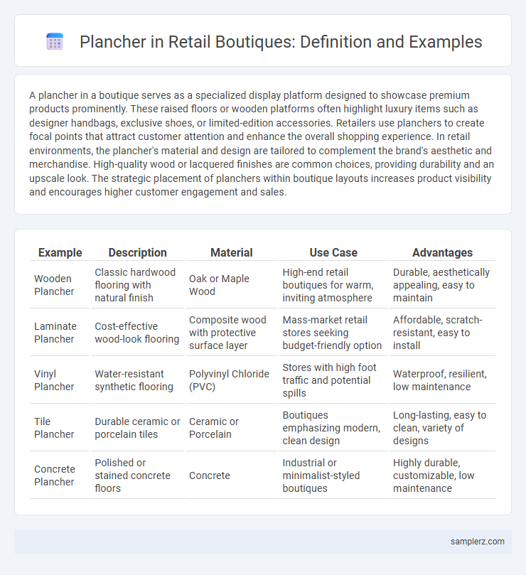 Plancher in Retail Boutiques: Definition and Examples