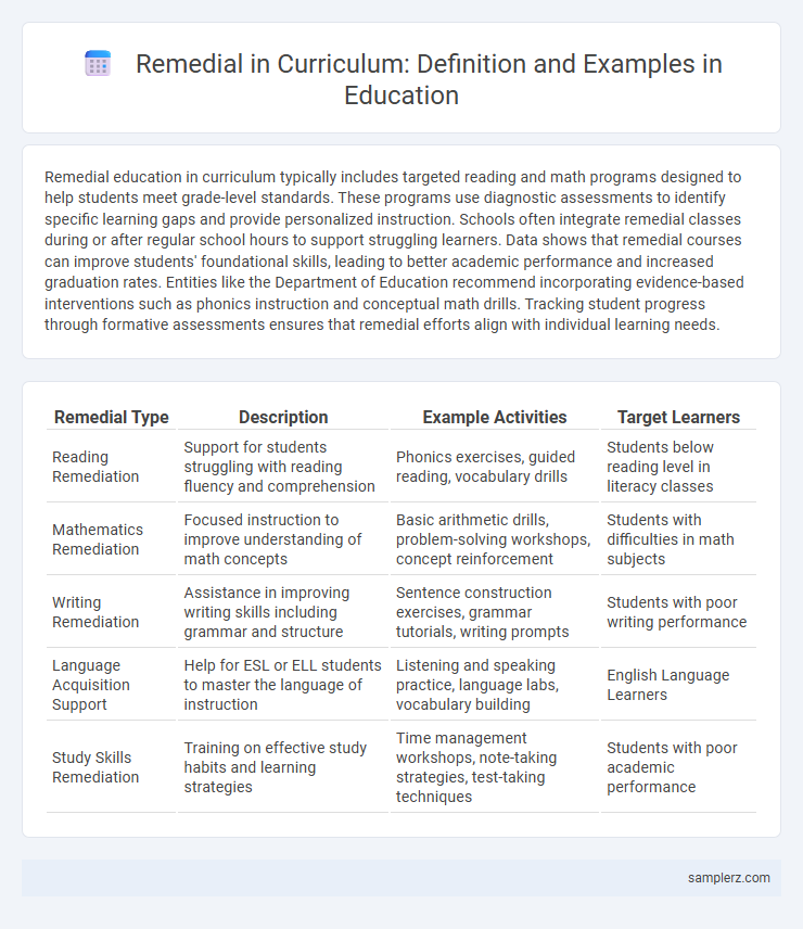 Remedial in Curriculum: Definition and Examples in Education