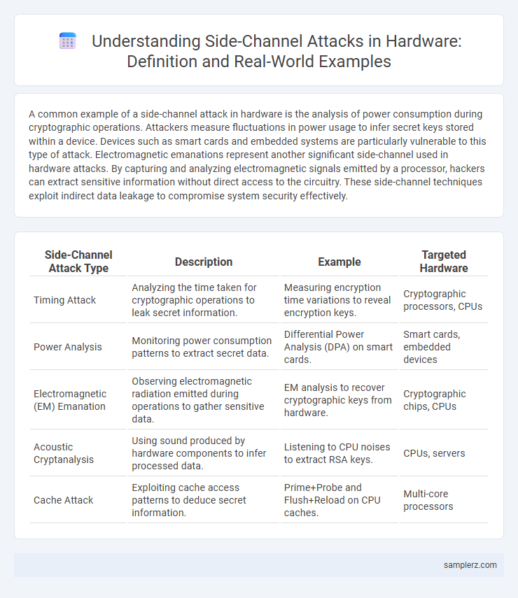 Understanding Side-Channel Attacks in Hardware: Definition and Real-World Examples