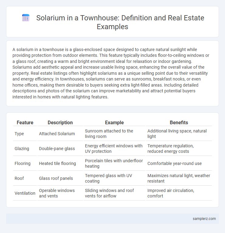 Solarium in a Townhouse: Definition and Real Estate Examples