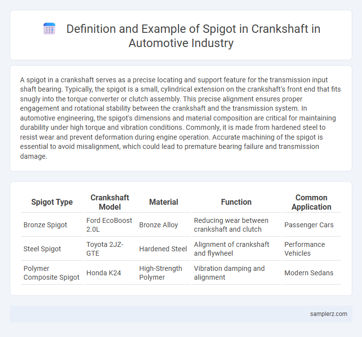 Definition and Example of Spigot in Crankshaft in Automotive Industry