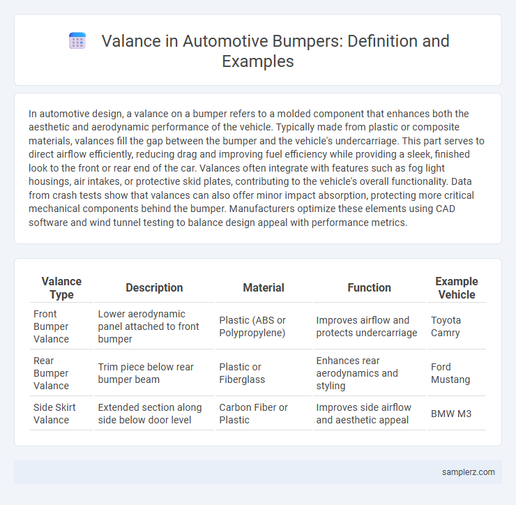 Valance in Automotive Bumpers: Definition and Examples