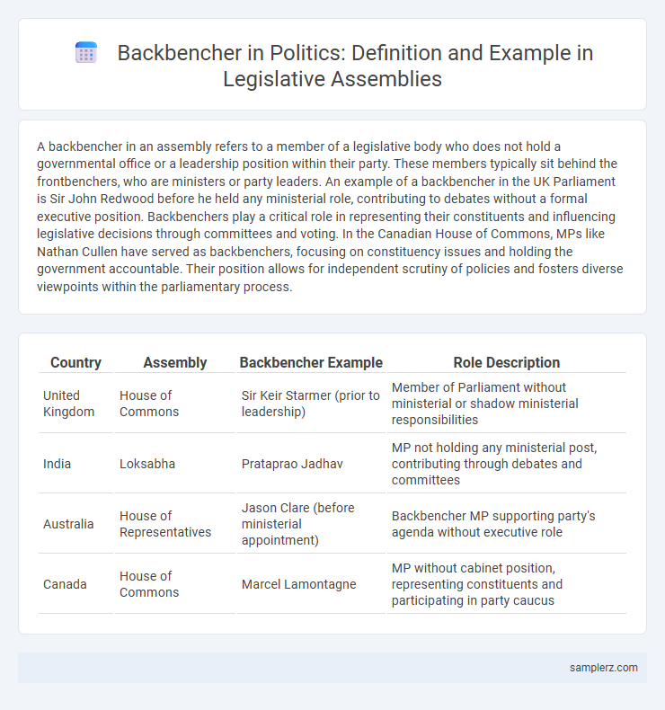 Backbencher in Politics: Definition and Example in Legislative Assemblies
