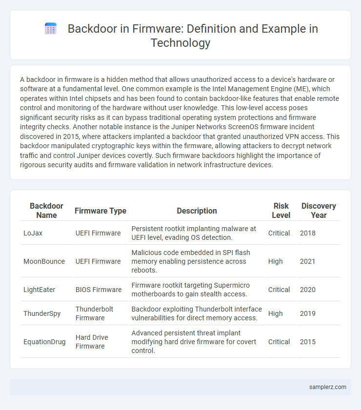 Backdoor in Firmware: Definition and Example in Technology