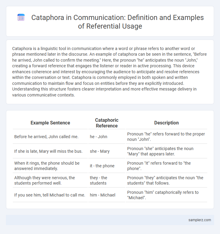 Cataphora in Communication: Definition and Examples of Referential Usage