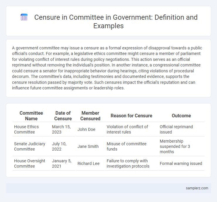 Censure in Committee in Government: Definition and Examples
