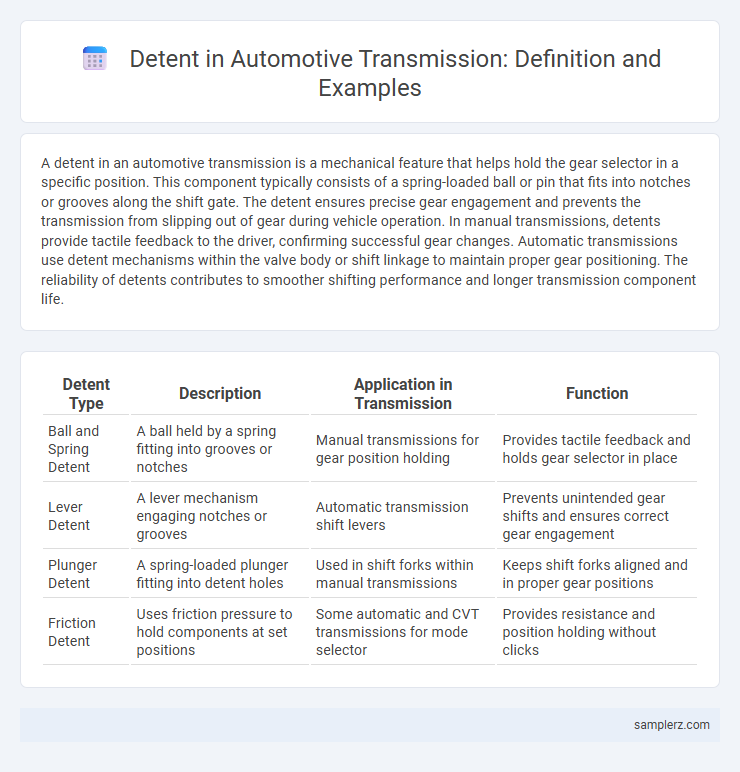 Detent in Automotive Transmission: Definition and Examples