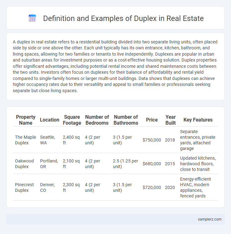 Definition and Examples of Duplex in Real Estate