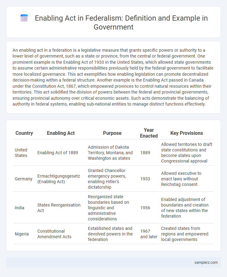 Enabling Act in Federalism: Definition and Example in Government