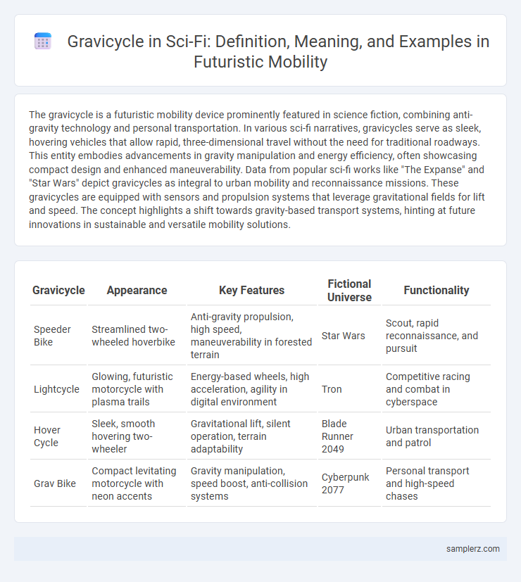 Gravicycle in Sci-Fi: Definition, Meaning, and Examples in Futuristic Mobility