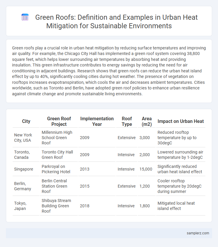 Green Roofs: Definition and Examples in Urban Heat Mitigation for Sustainable Environments