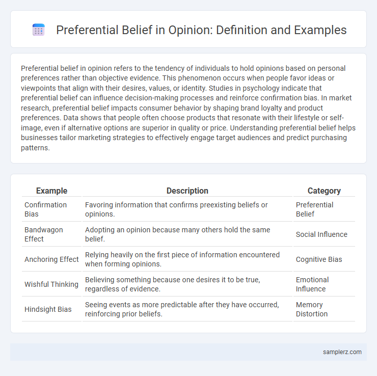 Preferential Belief in Opinion: Definition and Examples