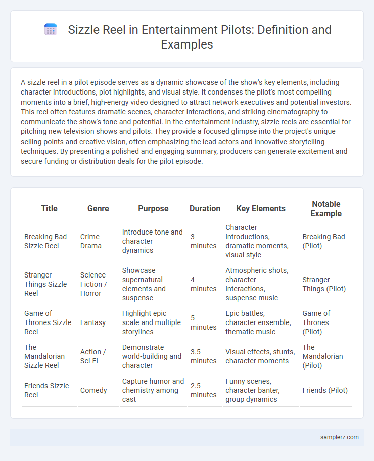 Sizzle Reel in Entertainment Pilots: Definition and Examples