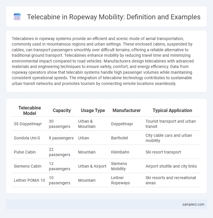 Telecabine in Ropeway Mobility: Definition and Examples