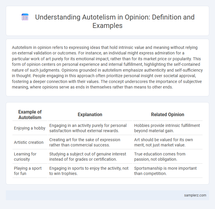 Understanding Autotelism in Opinion: Definition and Examples