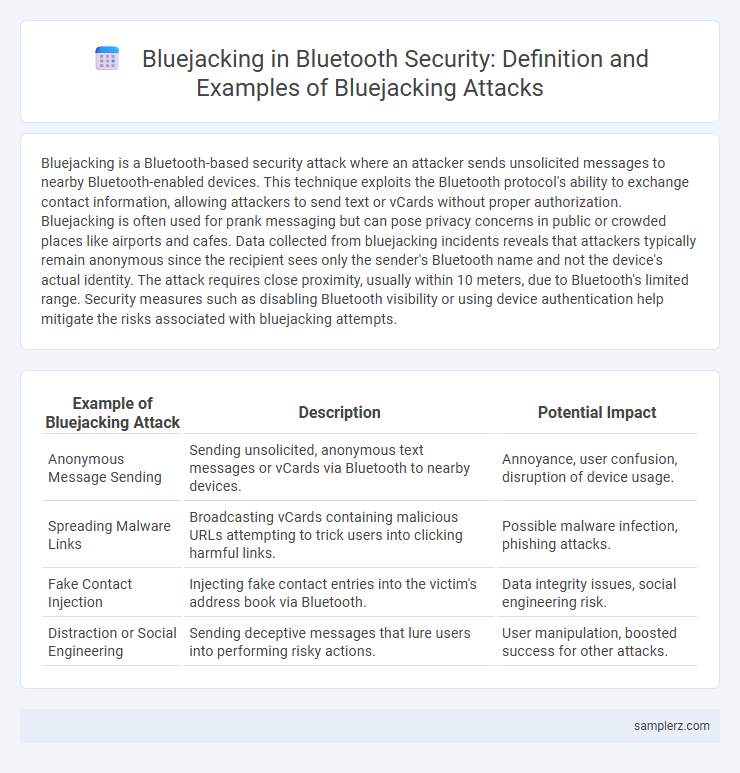 Bluejacking in Bluetooth Security: Definition and Examples of Bluejacking Attacks