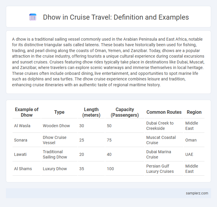 Dhow in Cruise Travel: Definition and Examples