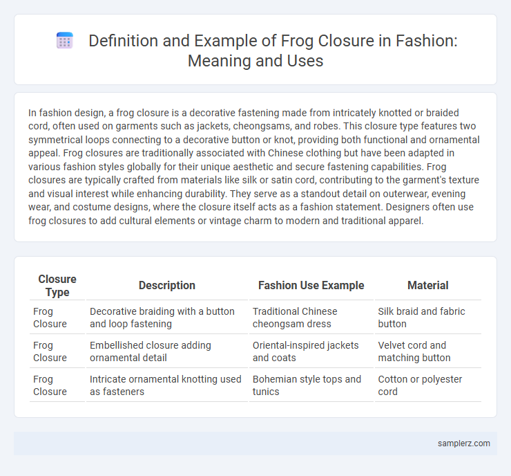 Definition and Example of Frog Closure in Fashion: Meaning and Uses