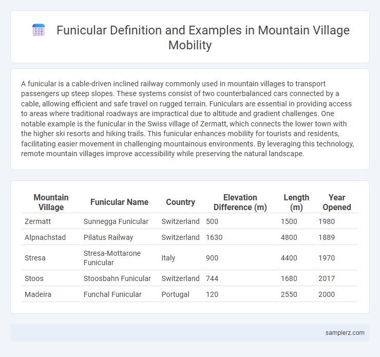 Funicular Definition and Examples in Mountain Village Mobility
