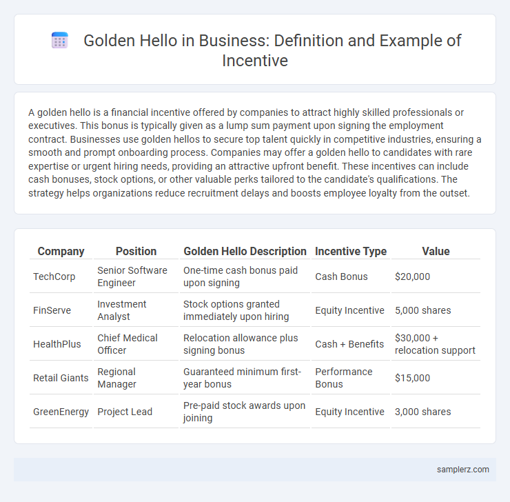 Golden Hello in Business: Definition and Example of Incentive