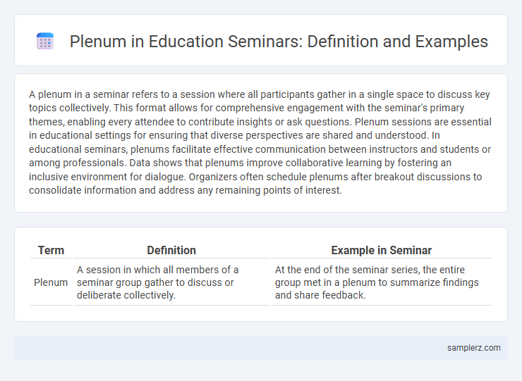 Plenum in Education Seminars: Definition and Examples