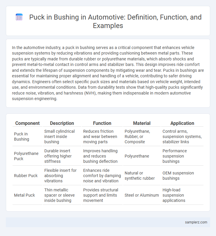 Puck in Bushing in Automotive: Definition, Function, and Examples