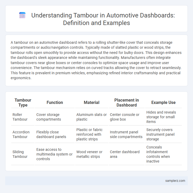 Understanding Tambour in Automotive Dashboards: Definition and Examples