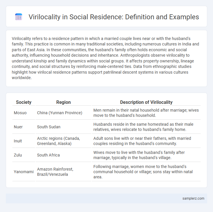 Virilocality in Social Residence: Definition and Examples