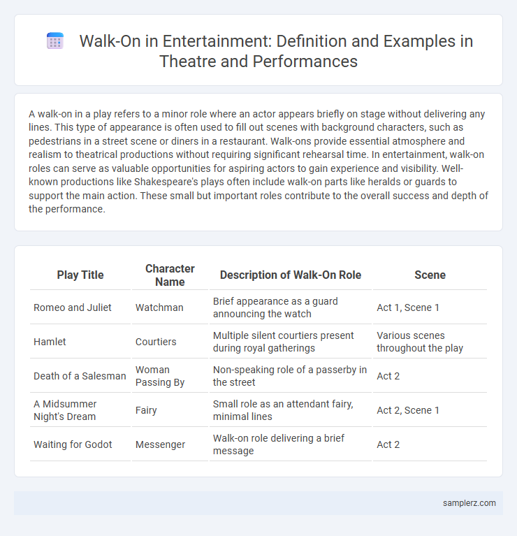 Walk-On in Entertainment: Definition and Examples in Theatre and Performances