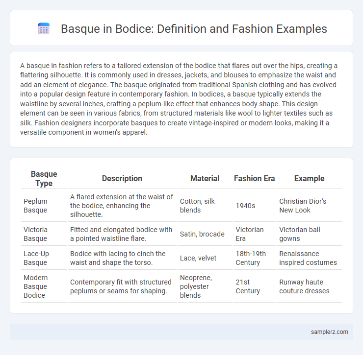 Basque in Bodice: Definition and Fashion Examples
