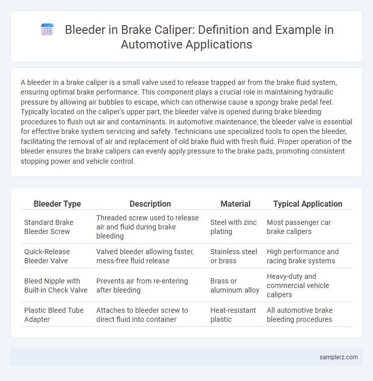 Bleeder in Brake Caliper: Definition and Example in Automotive Applications