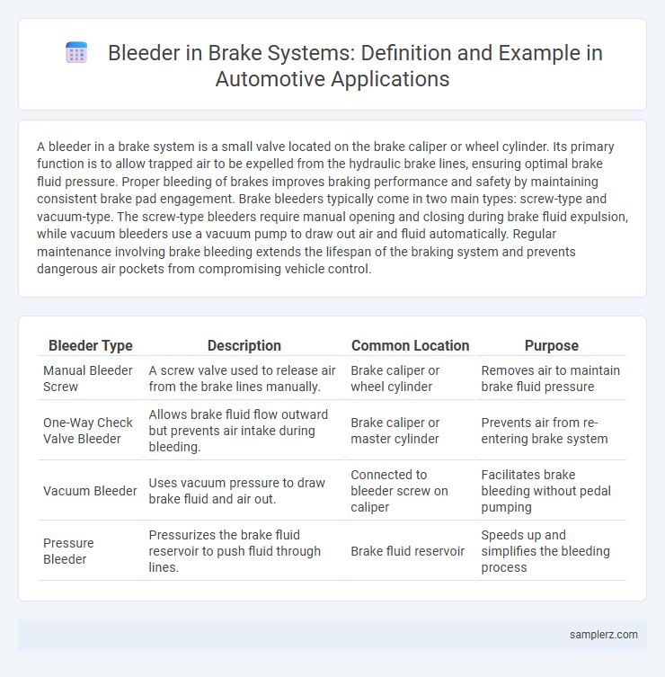 Bleeder in Brake Systems: Definition and Example in Automotive Applications