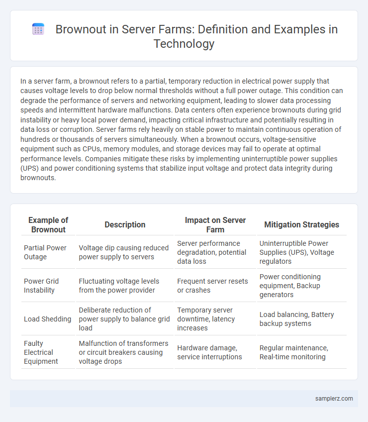 Brownout in Server Farms: Definition and Examples in Technology
