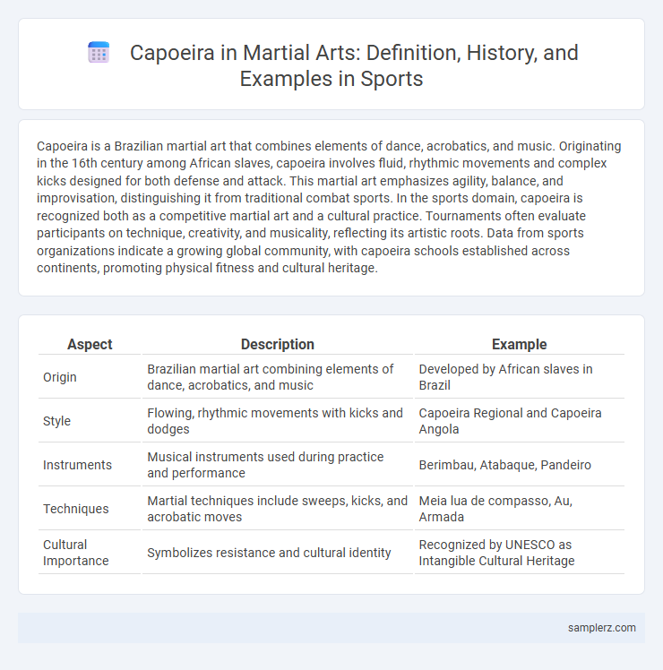 Capoeira in Martial Arts: Definition, History, and Examples in Sports