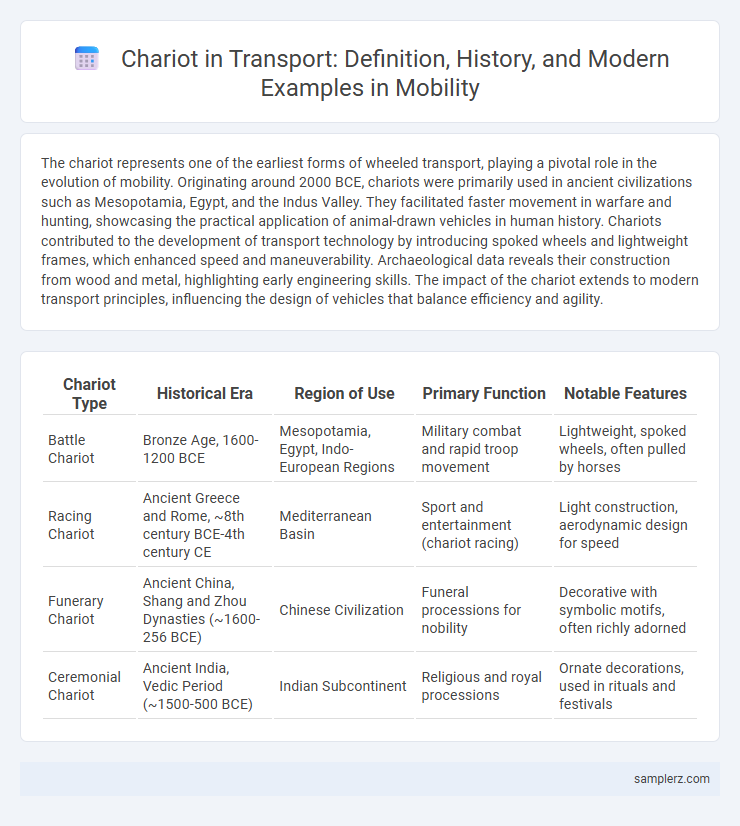 Chariot in Transport: Definition, History, and Modern Examples in Mobility