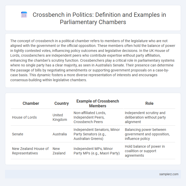 Crossbench in Politics: Definition and Examples in Parliamentary Chambers