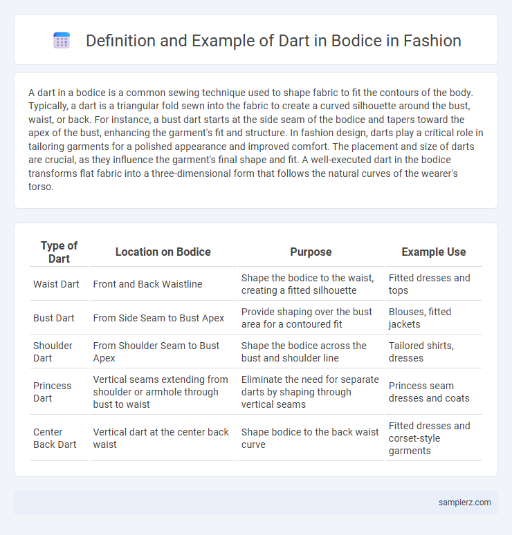 Definition and Example of Dart in Bodice in Fashion