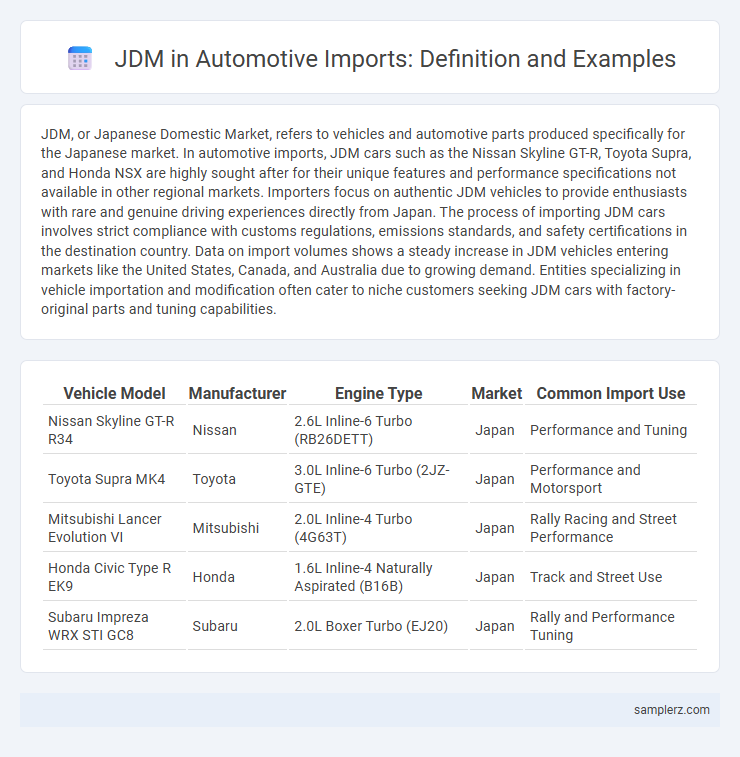 JDM in Automotive Imports: Definition and Examples