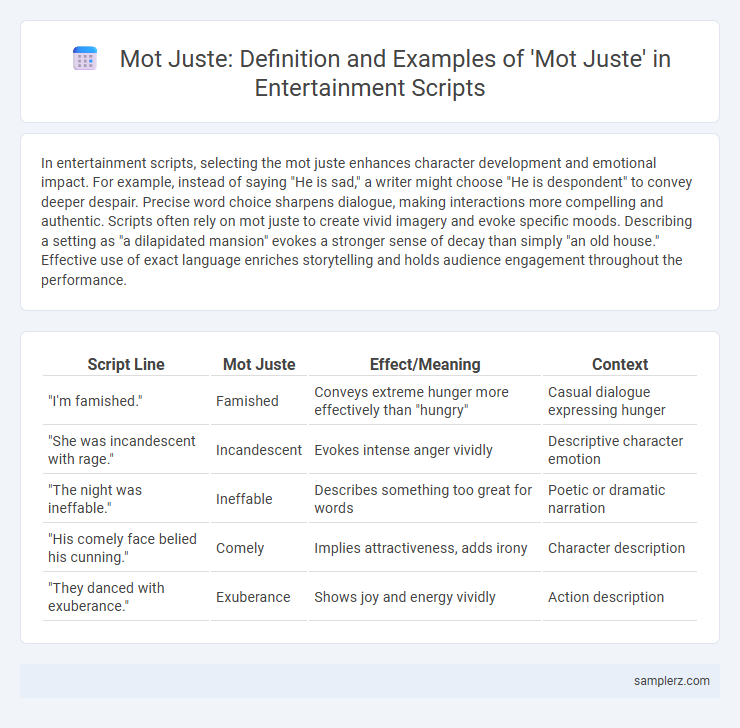 Mot Juste: Definition and Examples of 'Mot Juste' in Entertainment Scripts
