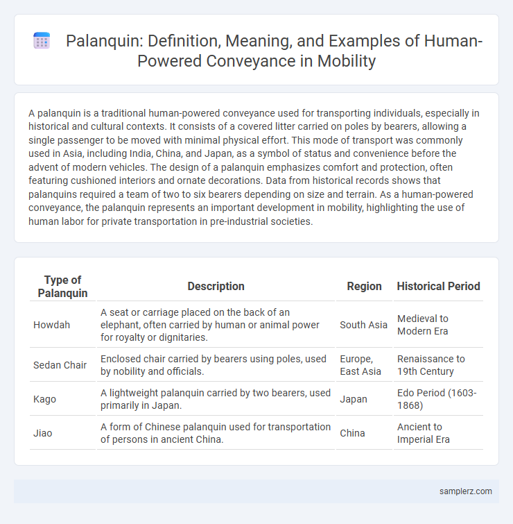 Palanquin: Definition, Meaning, and Examples of Human-Powered Conveyance in Mobility