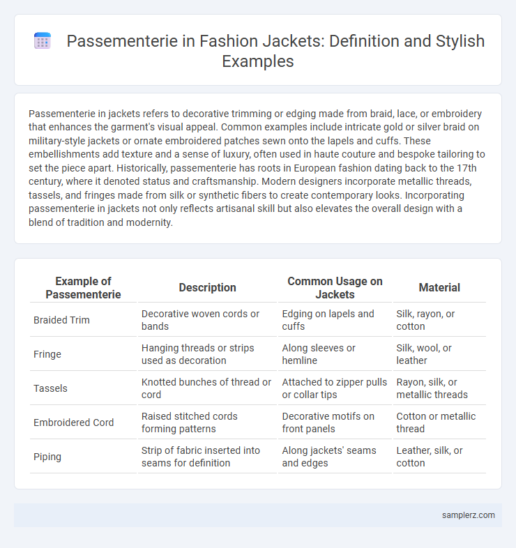 Passementerie in Fashion Jackets: Definition and Stylish Examples