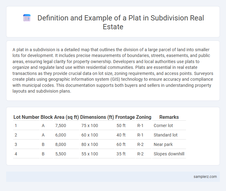 Definition and Example of a Plat in Subdivision Real Estate