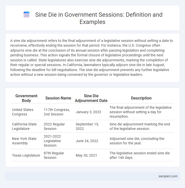 Sine Die in Government Sessions: Definition and Examples